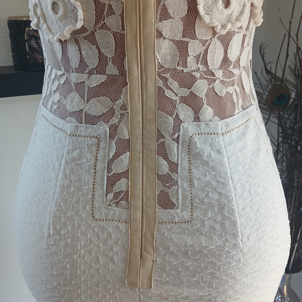 Byron Lars Cream Lace  Sleeve Dress - Picture 9 of 16